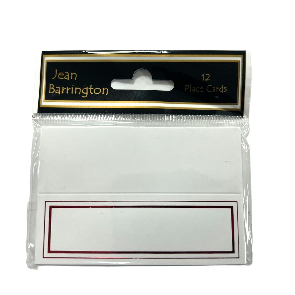 image 1 of Pack of 12 Place Cards - White with Red Border