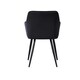 image 5 of Set of 2 Camden Modern Velvet Dining Chairs with Armrests, Quilted Design & Black Metal Legs Black