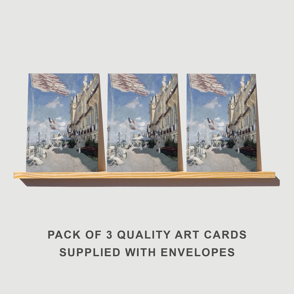 image 1 of Monet Hotel Des Roches Noires Impressionist Any Occasion Card Set of 3 Blank