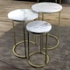 image 1 of Set Of 3 Gold Nesting Tables With Faux Marble Top White