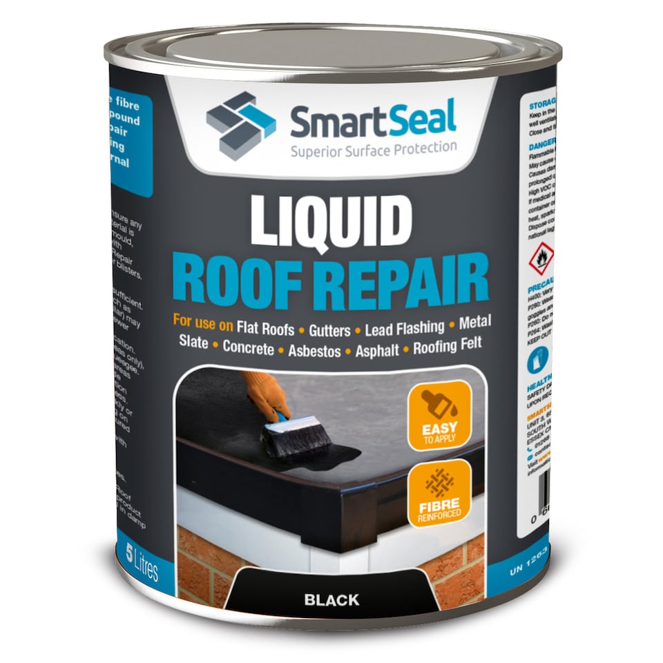 image 1 of Smartseal Liquid Roof Repair, Black, Repair and Waterproof Roof Leaks, Gutters, Lead Flashing, Metal, Slate, Concrete, Felt, 1L