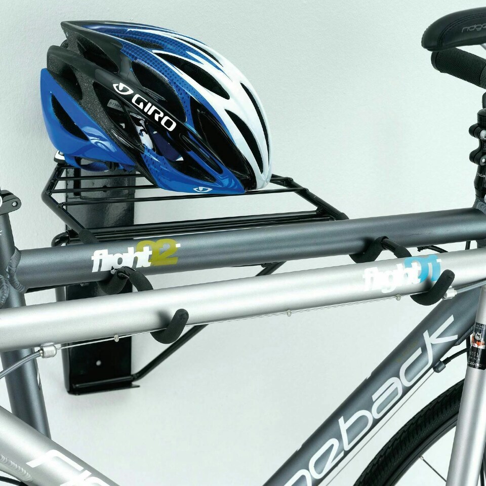 image 1 of Wall Mounted 2 Bike Bicycle Cycle Storage Mount Rack Hook Holder Hanger Garage Black