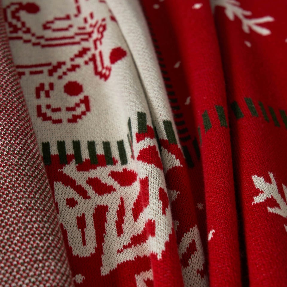 image 1 of BHS Christmas Patchwork Throw, Red | Red | Red | One Size | 1