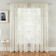 image 1 of Pair of Delila Cream Trail Leaf Print Voile Panels 229 cm (90 inch) Rod Pocket Panels for Bedroom and Living Room