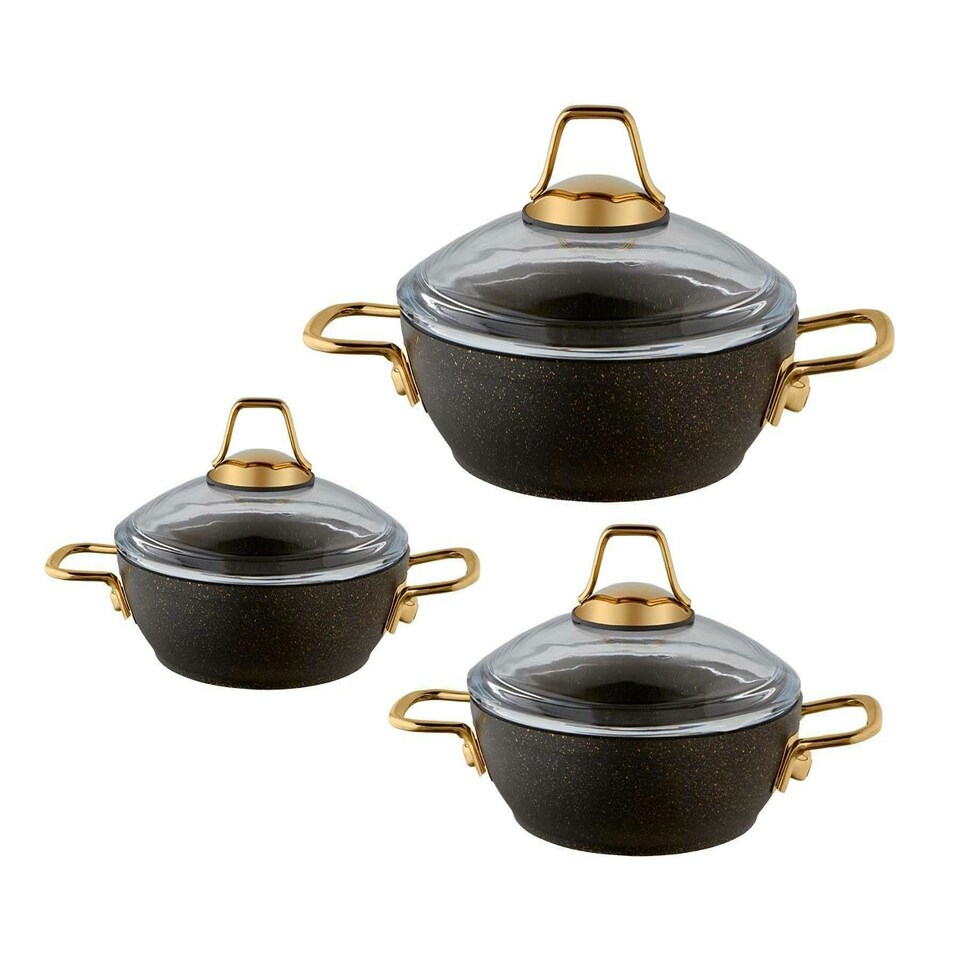 Alya Collection 6-Piece Non-Stick Granite Saute Pan Set (Black)