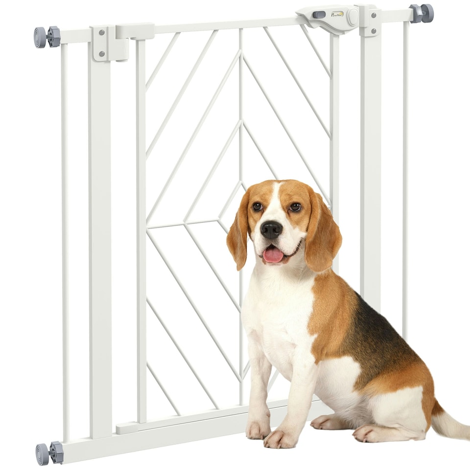 image 1 of PawHut Pressure Fit Safety Gate Auto Closing Door 2 Lock 74-80cm