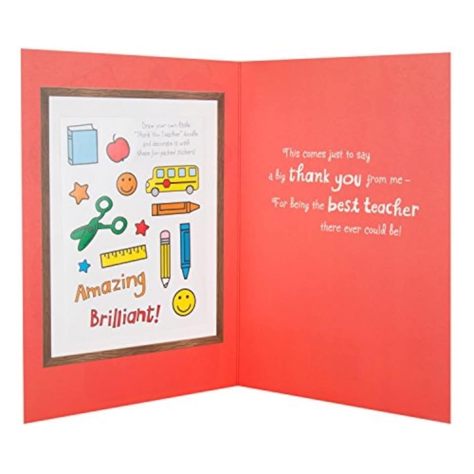 image 1 of Thank You Teacher Card 'with Stickers