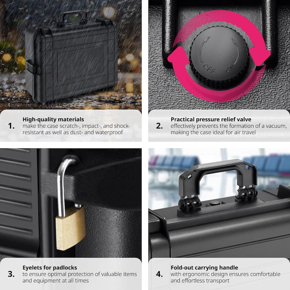 image 1 of Camera Case - ABS plastic shell, 4 thick foam inserts, snap closures, 35 litres | Black | black | L | 1