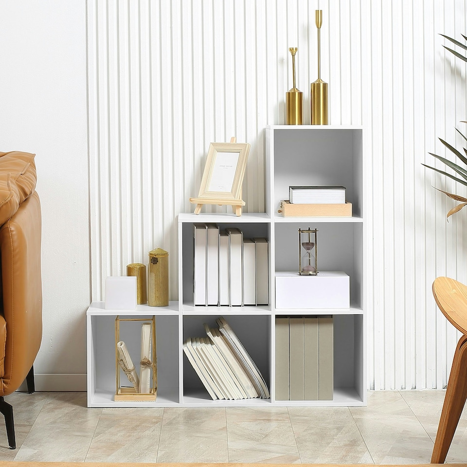 image 1 of HOMCOM Storage Cabinet with 6 Cubes Closet Organiser with 3-Tier Shelf, White