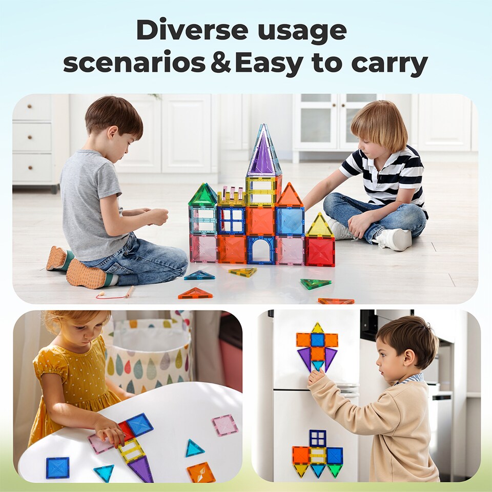 image 1 of Dekko 40 pcMagnetic Tiles Building Blocks Educational Toy for Kids | Multi | Diamond