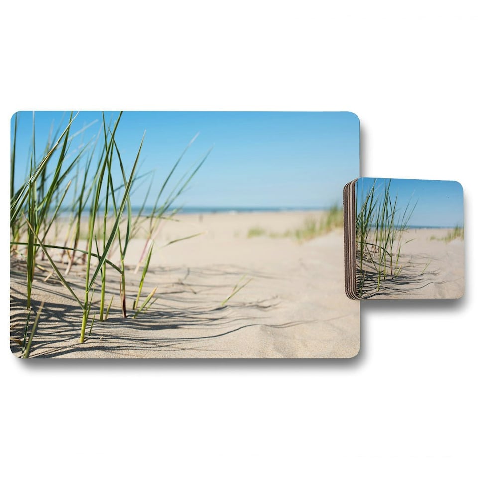 image 1 of Grass in the sand dunes with the lake in the background (Placemat & Coaster Set)