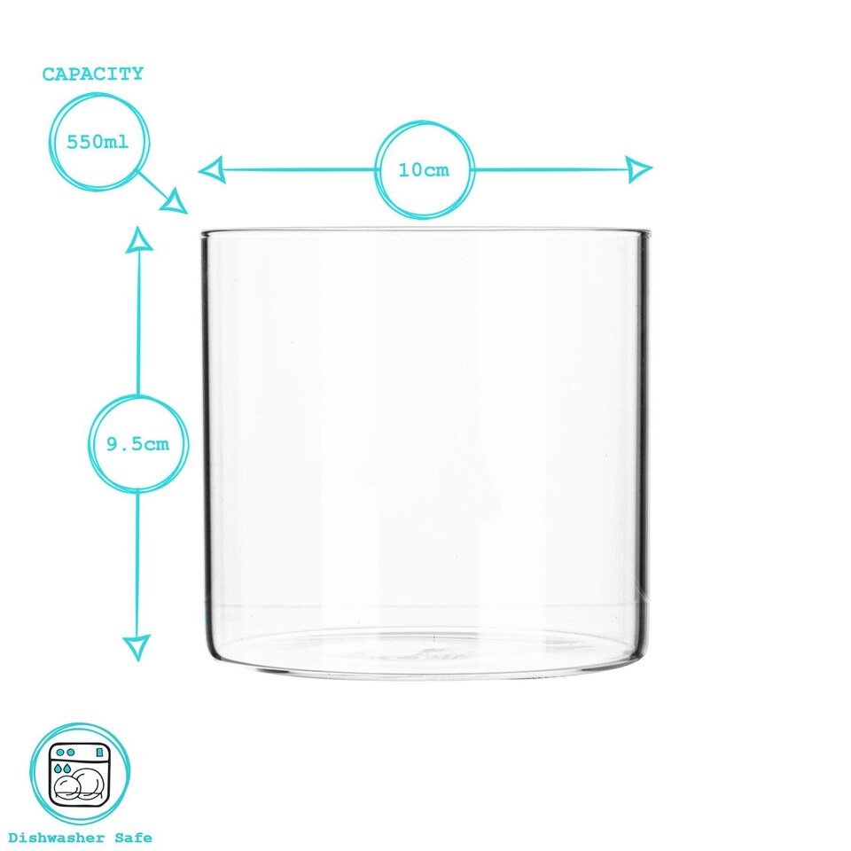 image 1 of Argon Tableware Glass Storage Jars - Silver Lid - 550ml - Modern Round Scandi Organisation Container Glass Jar - Set of 3