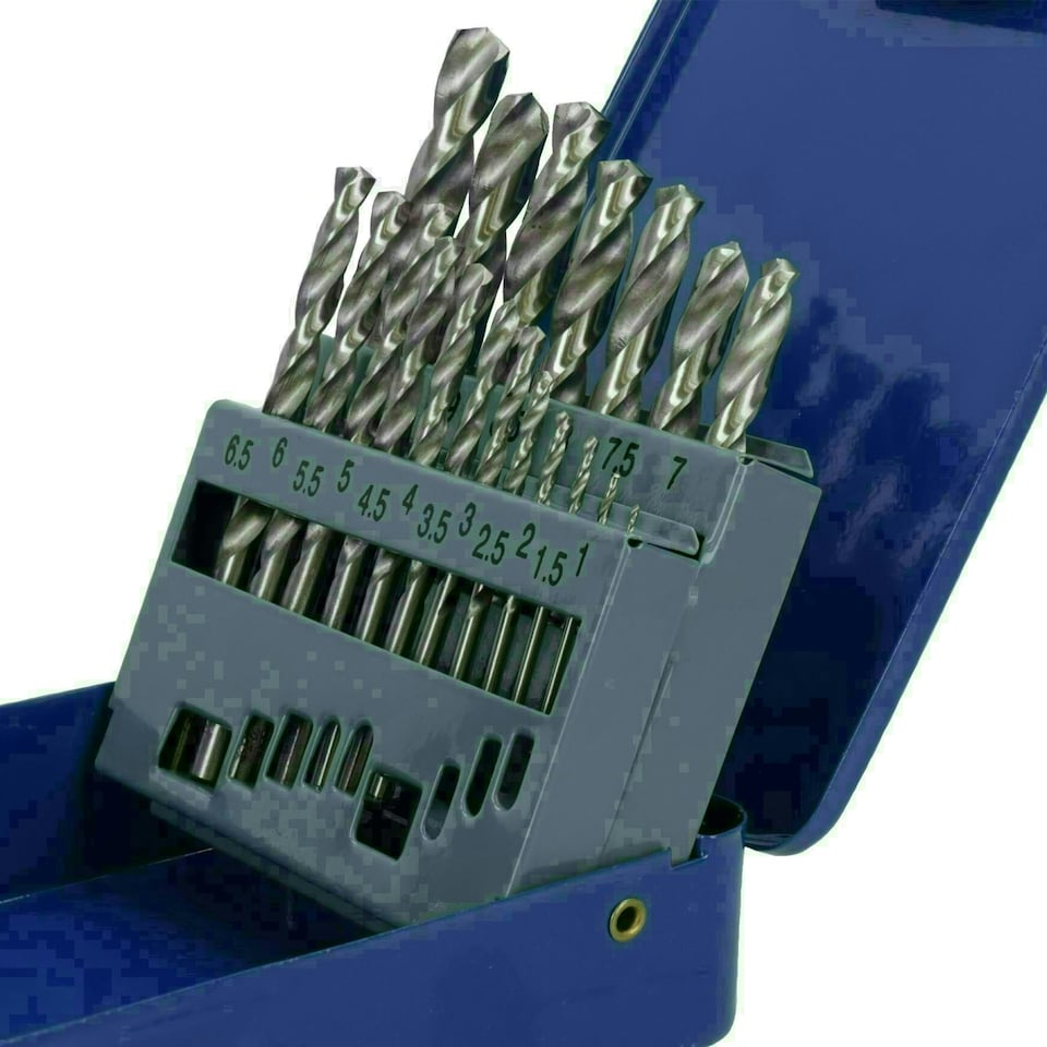 image 1 of 19pc HSS-G Metric Drill Bit Set Split Point Drills Metal Plastic Copper 1mm - 10mm