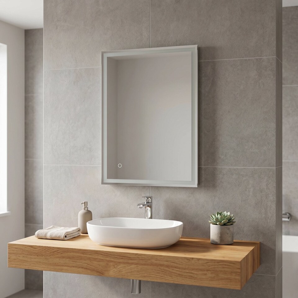 image 1 of Nova - LED Bathroom Mirror Touch Control, 70 x 50cm Demister, CCT