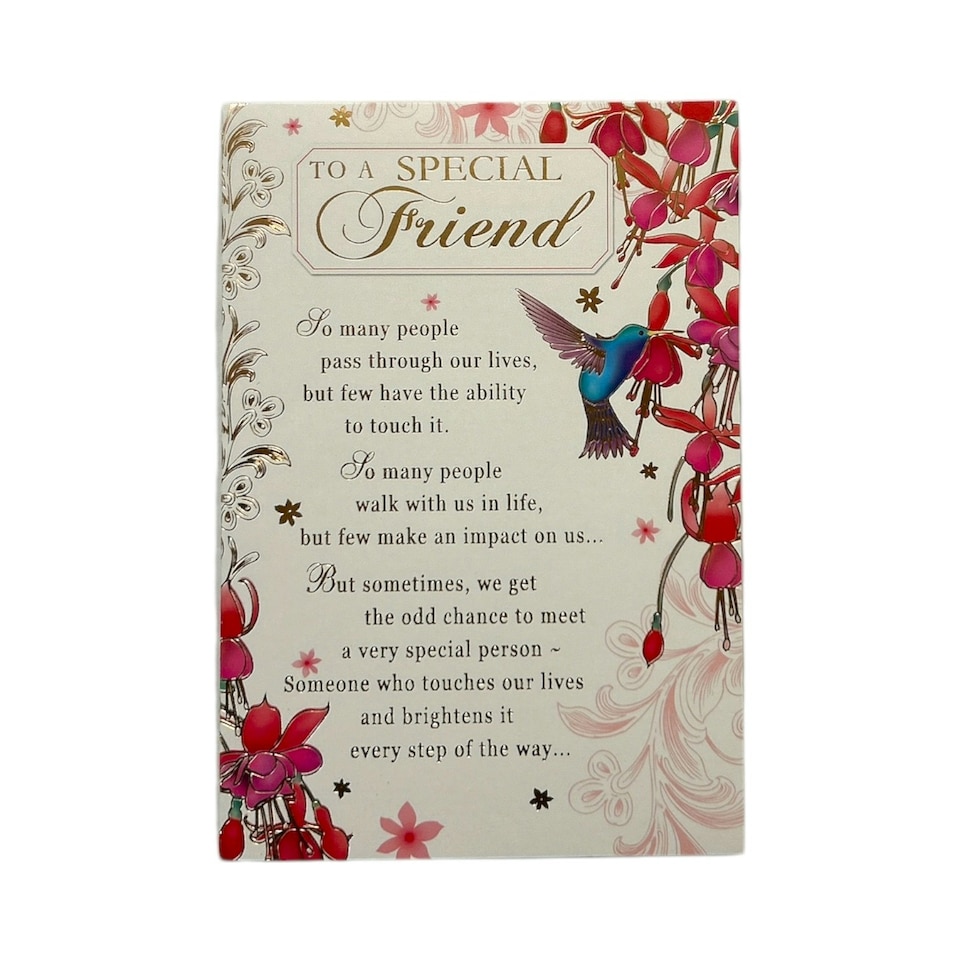 image 1 of Special Friend Bird And Red Flower Design Greeting Card