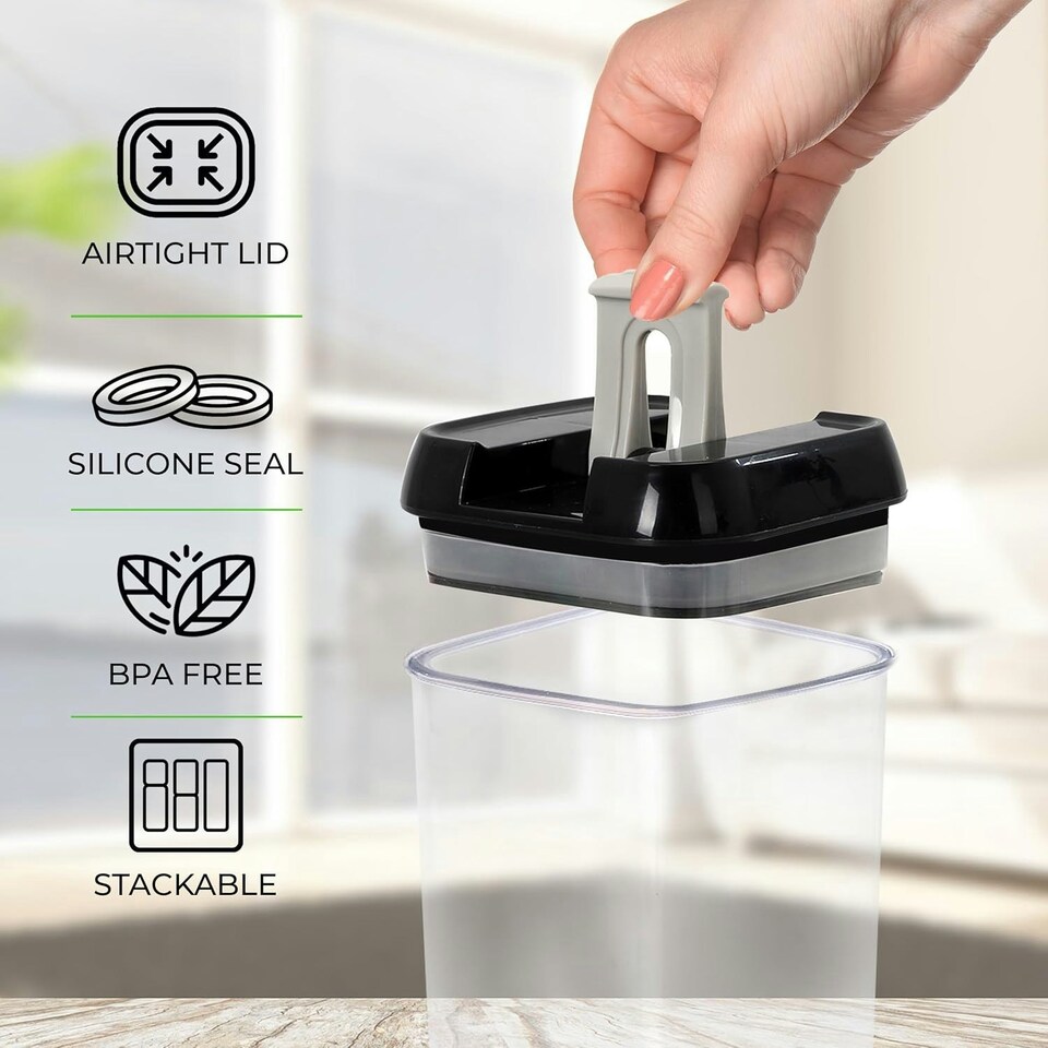 image 1 of 1.2L Pack Of 3 Food Grade & BPA Free Cereal Storage Containers Clear