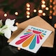 image 4 of Thank You Card Thanks Fun Blue Orange Pink Groovy Sun Design