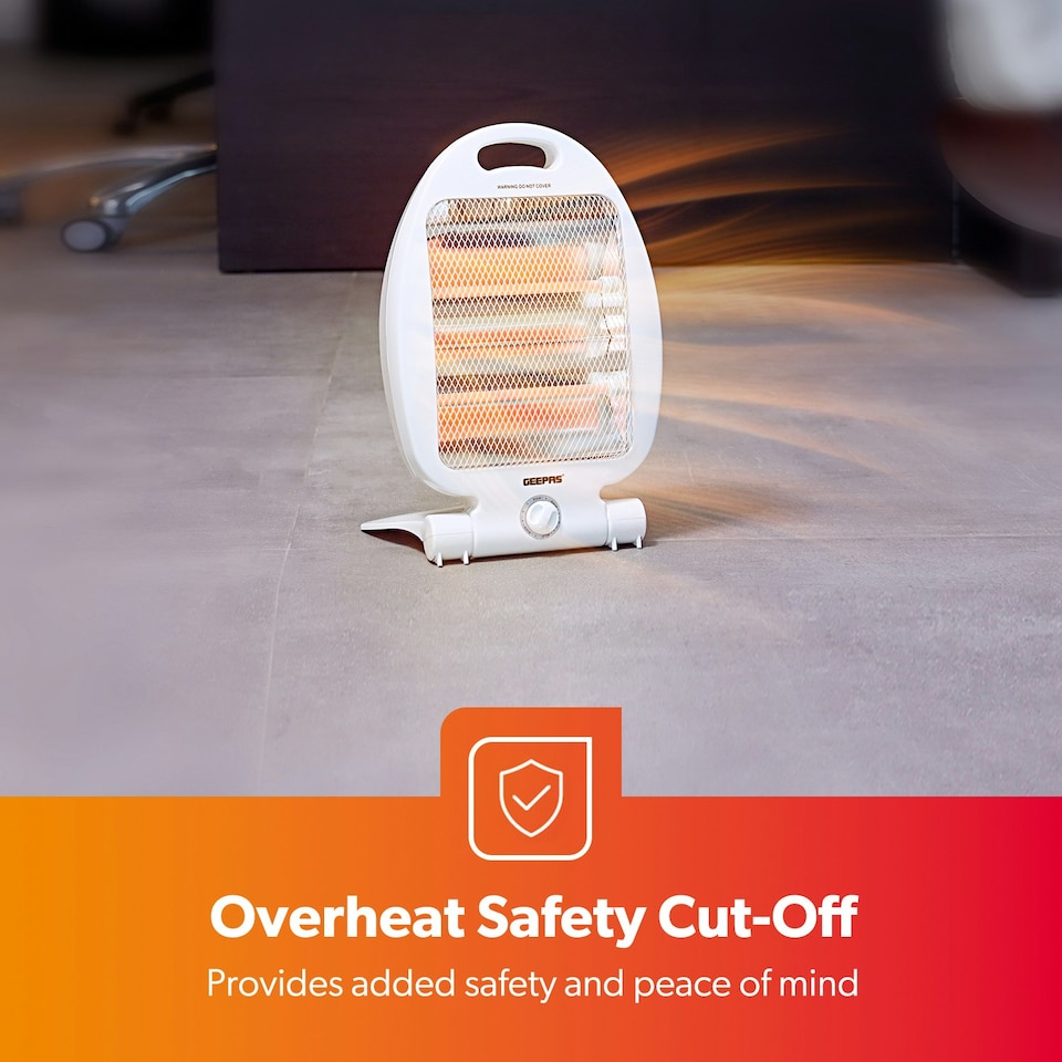 image 1 of GEEPAS 800W Quartz Halogen Heater, White