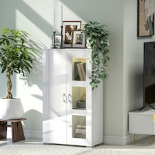 HOMCOM Display Cabinet with Glass Shelves, Sideboard for Living Room, White | White