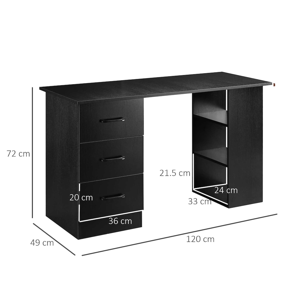 image 1 of HOMCOM Computer Desk with Storage, Writing Study Table for Home Office