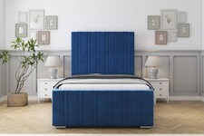 Sloomy Radcliffe Navy Plush Bed Frame With 50" Upholstered Headboard 4'6 Double