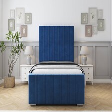 Sloomy Radcliffe Navy Plush Bed Frame With 50" Upholstered Headboard 4'6 Double
