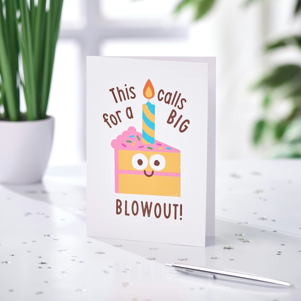 image 1 of Humour Birthday Card - Big Candle On Piece Of Cake With Type