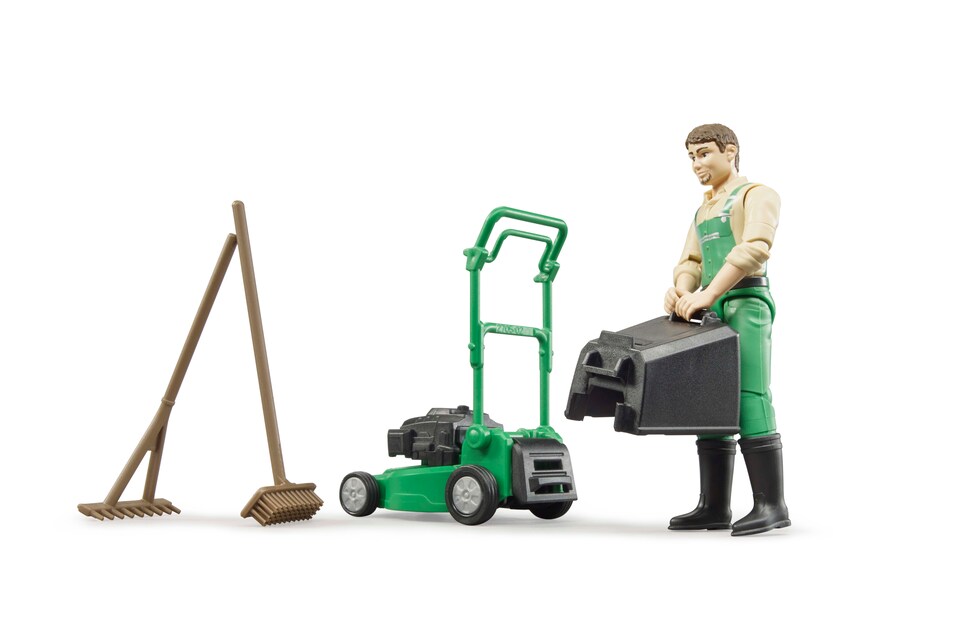 image 1 of Bruder bworld Gardener with lawn mower and equipment Detailed Vehicle & Playset Model