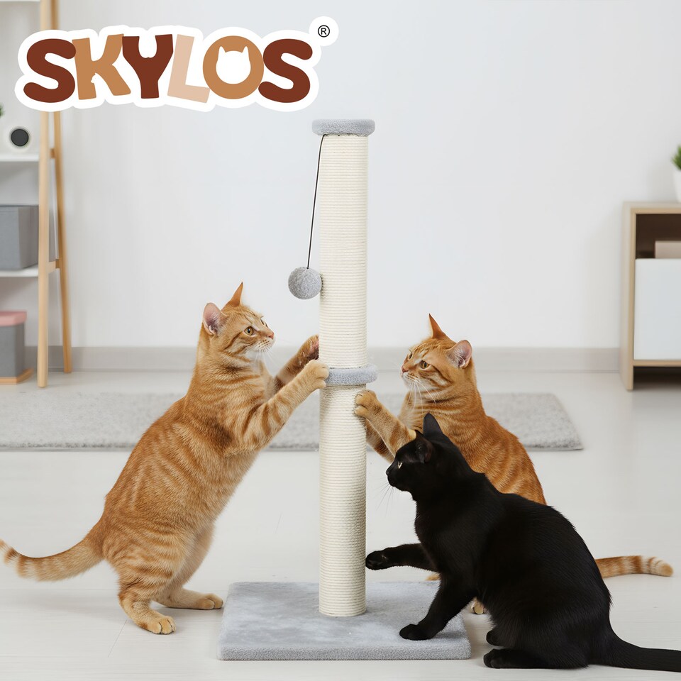 image 1 of Skylos Cat Tree Scratching Post Wooden Furniture Stand with Ball Toy