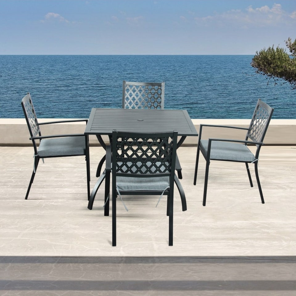 image 1 of Adlington Diamond 4 Seat Dining Set with grey cushions