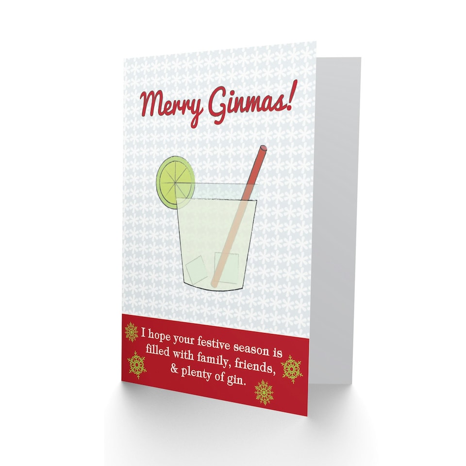 image 1 of Xmas Merry Gin Drink Pun Fun Present Christmas Card