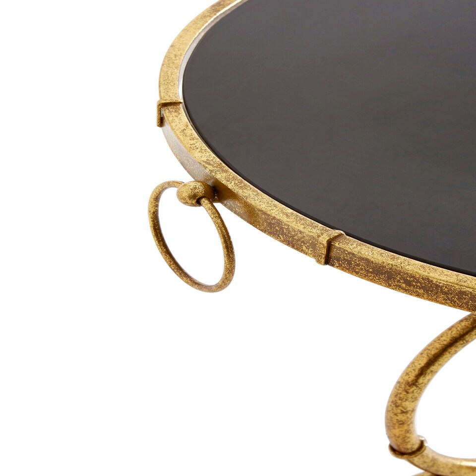 image 1 of Interiors by Premier Sleek Black Tempered Glass Top Accent Table, Elegant Side Table By Couch, Durable And Versatile Lounge Table Black
