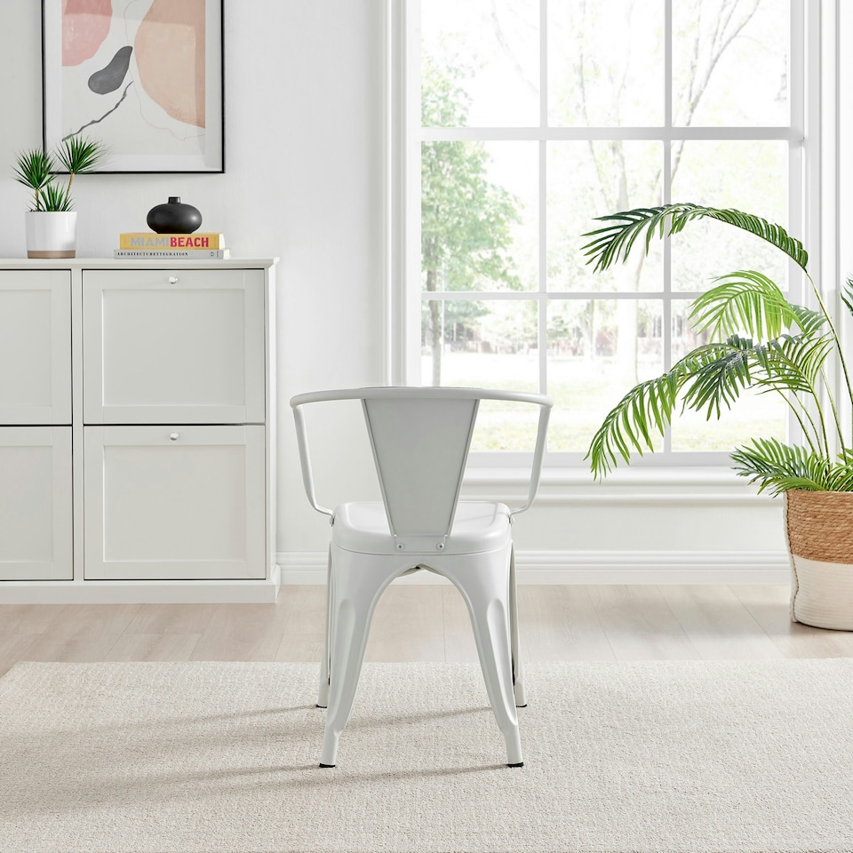 image 1 of Furniturebox 2x Colton 'Tolix' Style White Metal Dining Chairs with Arms