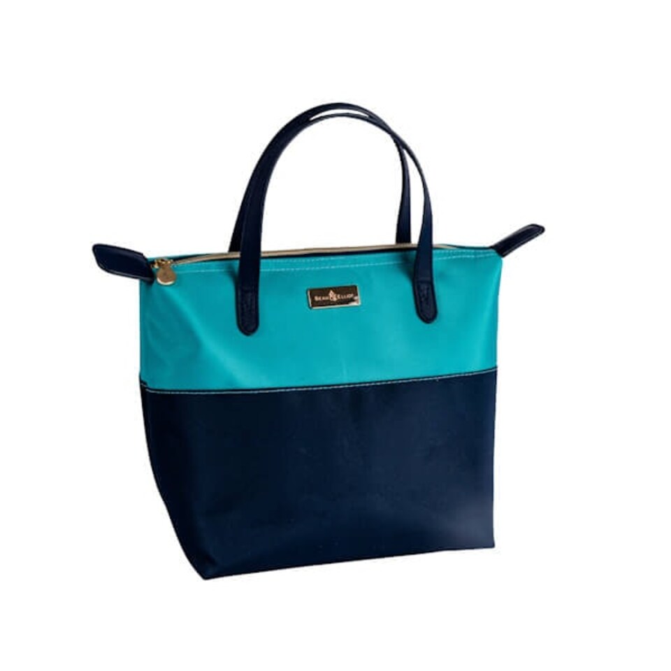 Beau & Elliot Colour Block Luxury Lunch Bag Aqua/Navy