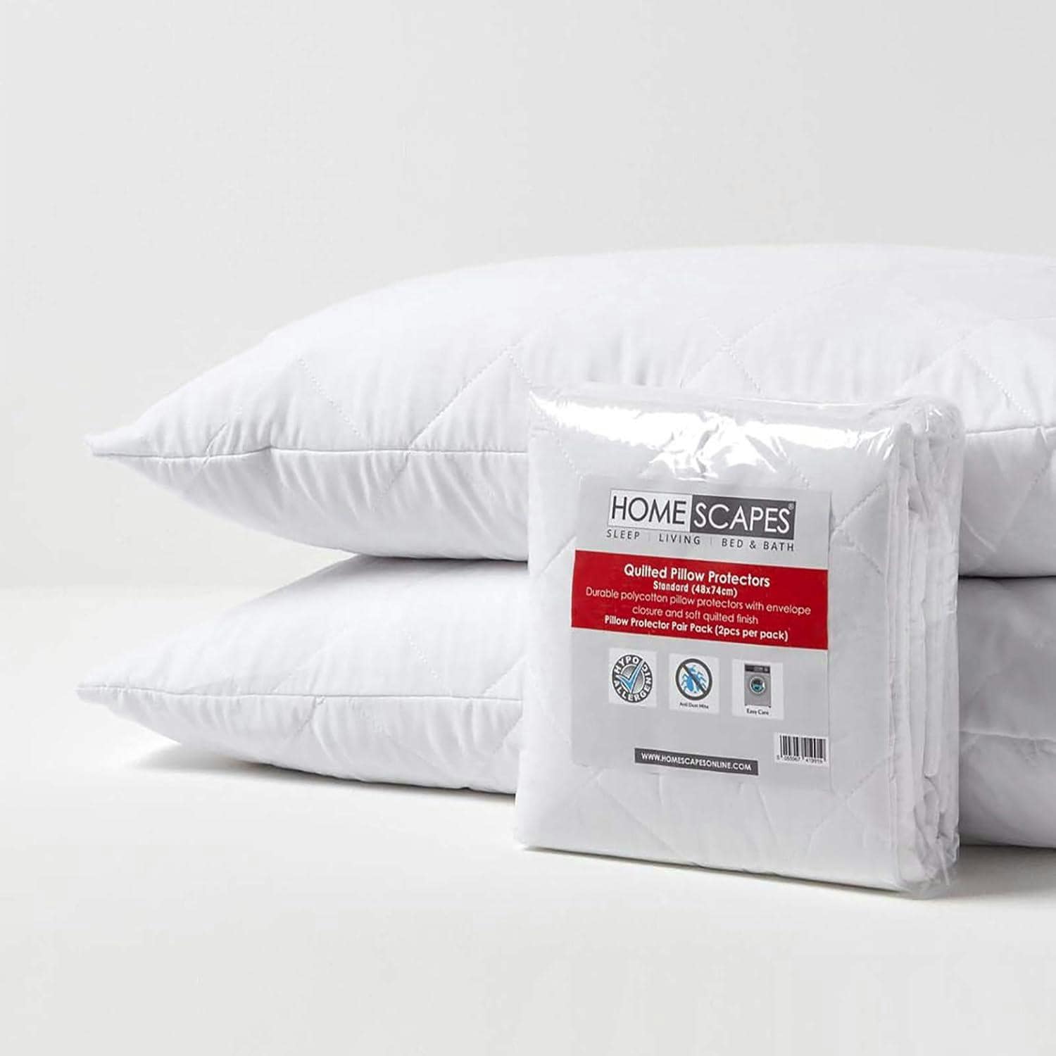 Homescapes Quilted Pillow Protector Pair - Standard Size
