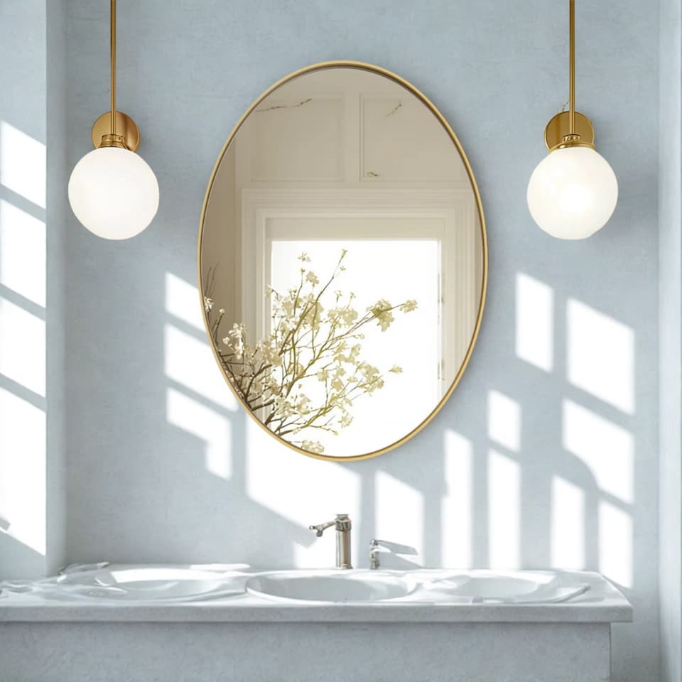 image 1 of Retro Wall Large 3D Oval Vanity Mirror For Bedroom, Bathroom, Living Room