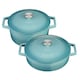 image 1 of Cooks Professional Cast Iron Casserole Set of 2 | 26cm and 28cm | Enamelled Inside and Out | Graduated Teal