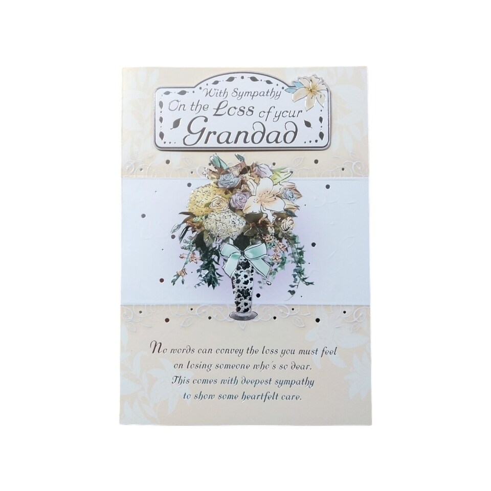 With Sympathy On The Loss of Your Grandad Lily Flower Pot Design Card ...