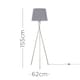 image 3 of ValueLights Camden Brushed Chrome Tripod Floor Lamp Grey Taper Shade & Bulb Grey