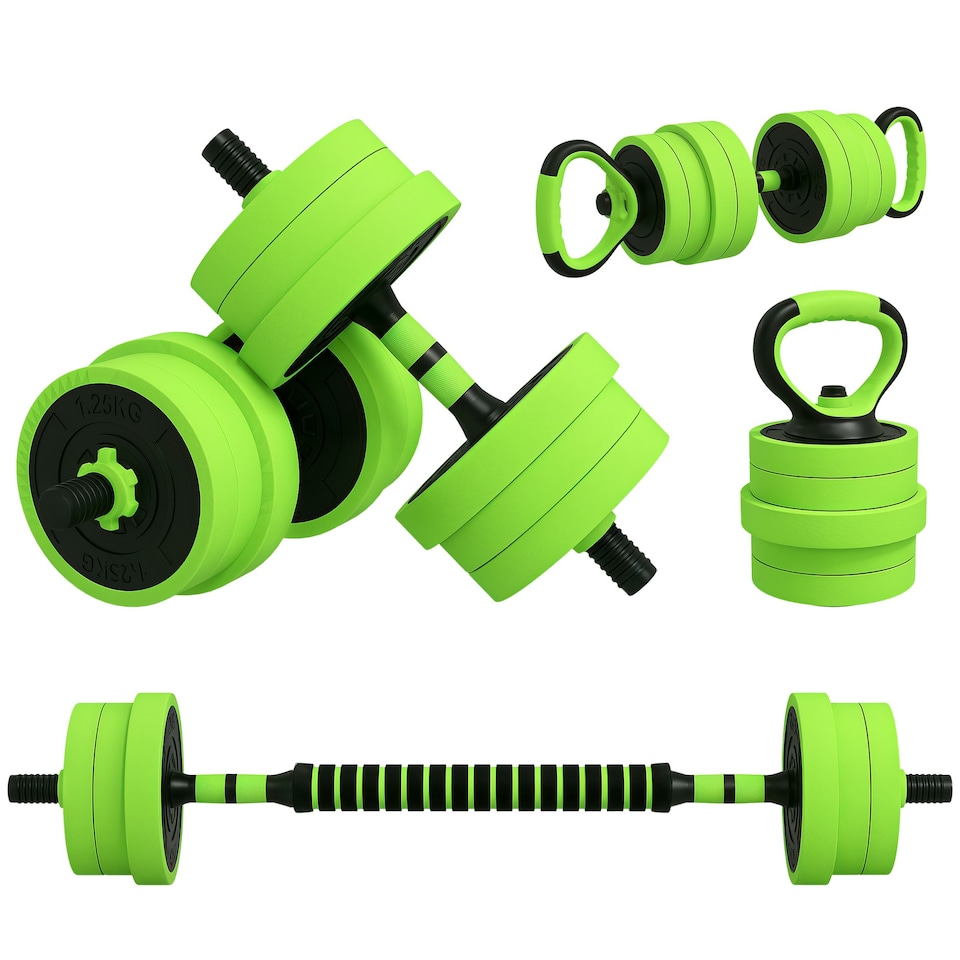 image 1 of SPORTNOW Weight Dumbbells Set, Barbell, Kettlebell, Push Up Stand, 20kg