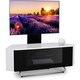 image 1 of Centurion Supports Hampshire Corner-Friendly Gloss White with Black Contrast Beam-Thru Remote Friendly Door 26"-50" Flat Screen TV Cabinet with Mounting Arm White