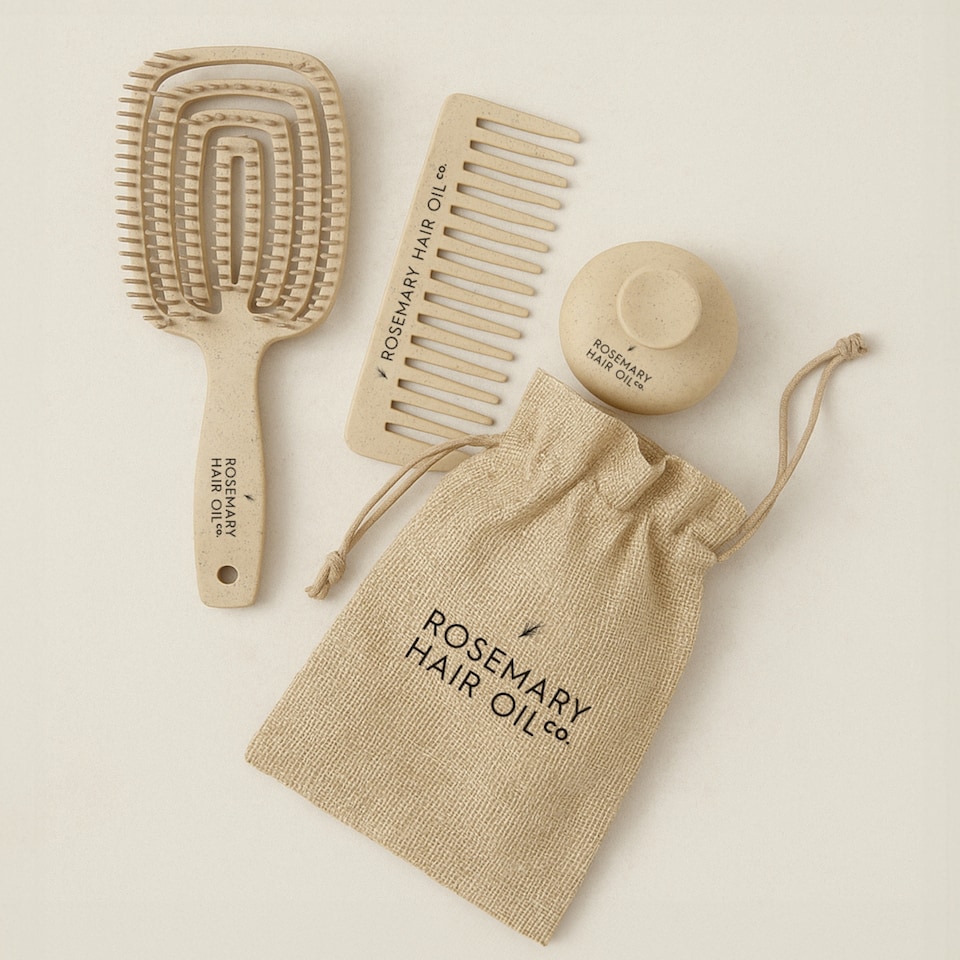 image 1 of Rosemary Hair Oil Co Scalp Soothe Essential Brush Set