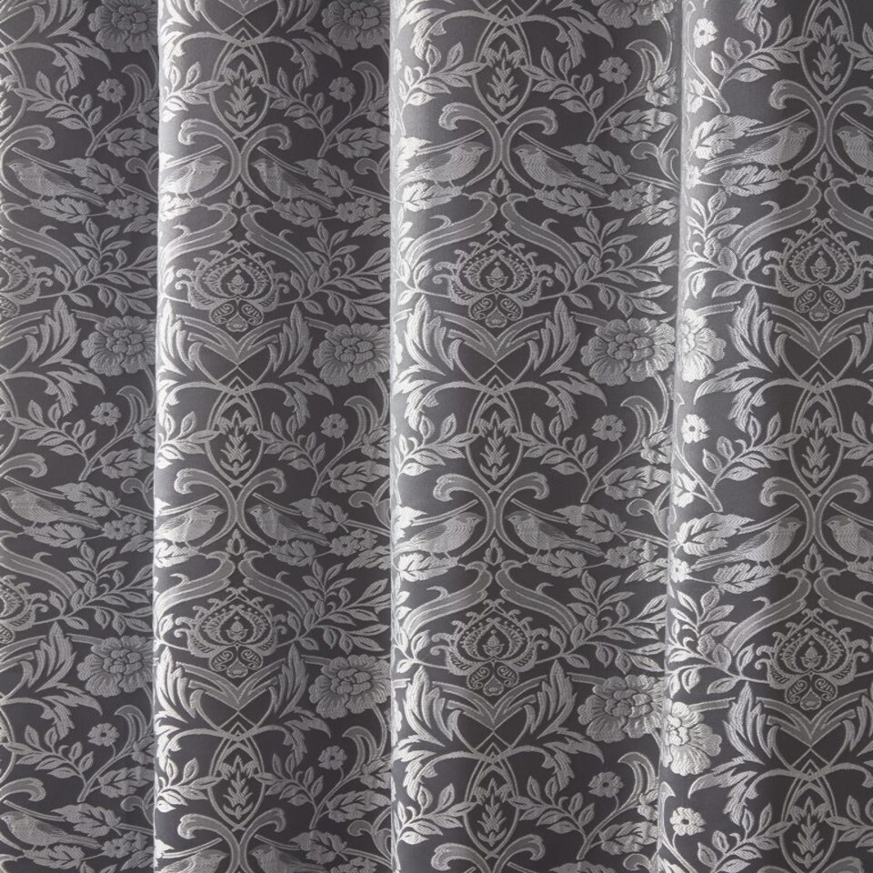 image 1 of Harrow Lined Eyelet Jacquard Curtains 228cm x 183cm Silver Grey | Grey