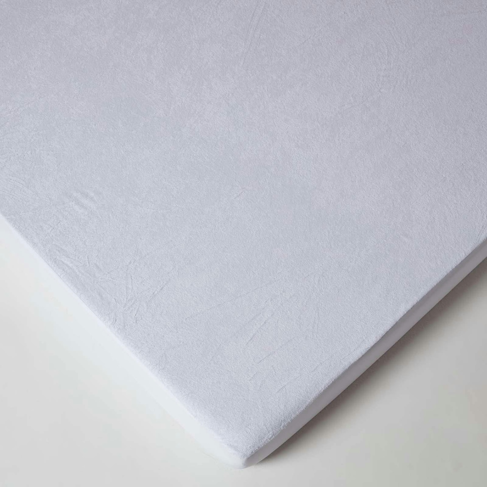 image 1 of Homescapes Terry Towelling Waterproof Mattress Protector - Double | White | Double