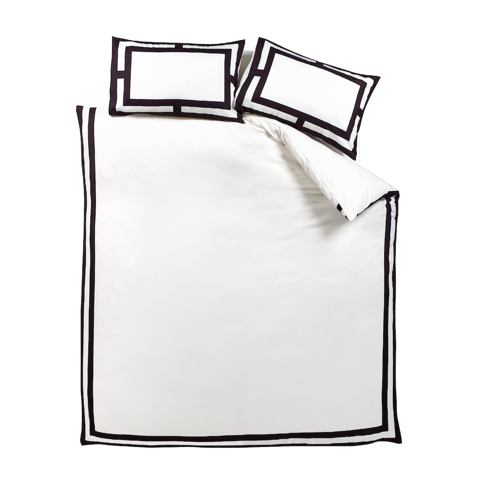 image 1 of Catherine Lansfield So Soft Mono Panel Duvet Cover Set | Cream | Cream/Black