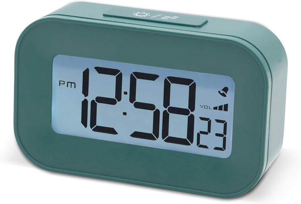 image 1 of Acctim Kyle Digital Alarm Clock, LCD Digital Display with White Backlight, Snooze Function, Volume Control | Green | Lagoon