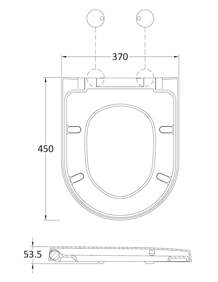 image 1 of Balterley D-Shaped Soft Close Gloss White Toilet Seat With Top Fix Hinge