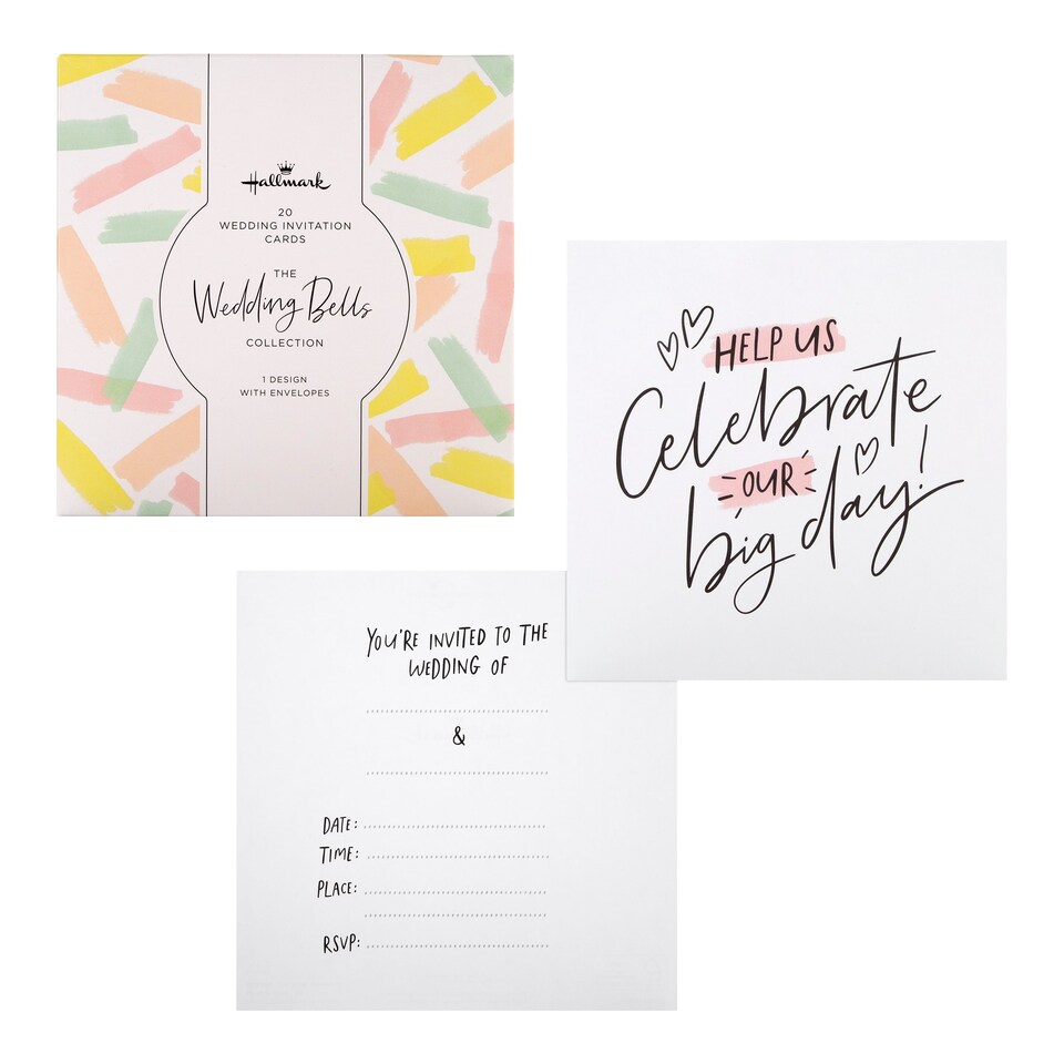 image 1 of Hallmark Pack of 20 Wedding Invitation Cards - 1 Cute Design