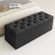 image 1 of 180cm Chesterfield Ottoman Storage Box, Black Plush Velvet Upholstered Blanket Box, End of Bed Bench, Deep Storage Chest
