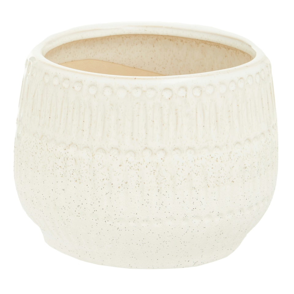 image 1 of Interiors by Premier Indoor Planter, Handcrafted Stoneware with Glazed Surface, Indoor Planter with Drainage Holes for Plants White